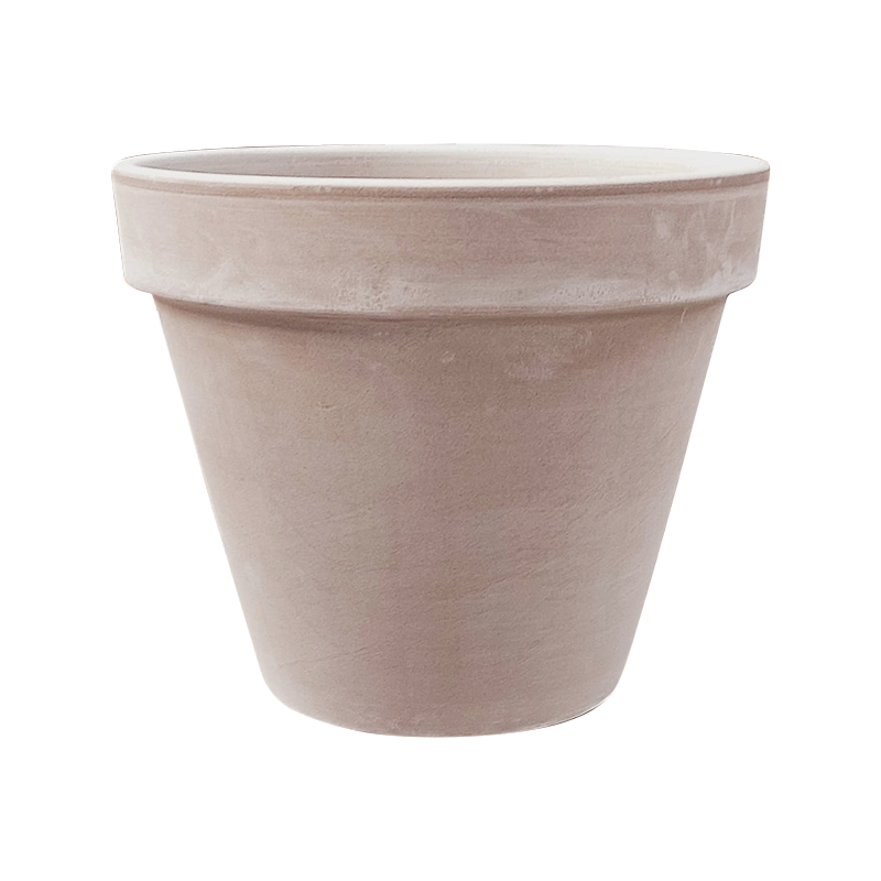 pot gris en terre cuite hauteur 19 cm - diamètre 23 cm